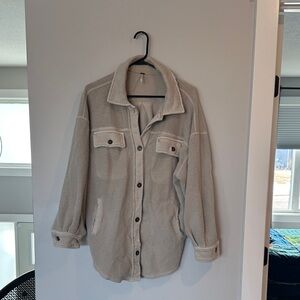 Free People Cream Bomber Jacket